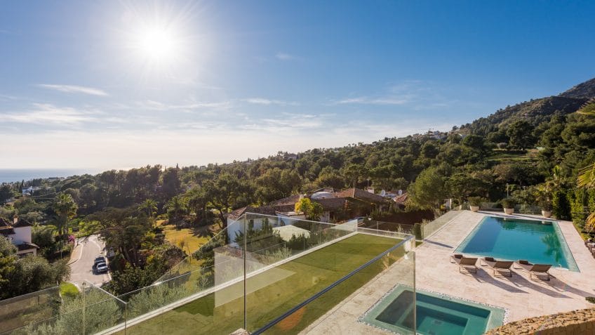 pool views at Villa Camoján on the Costa del Sol