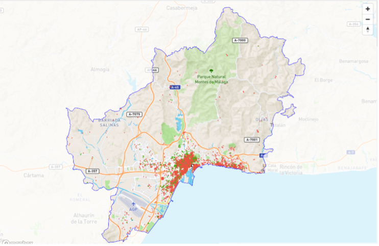 Carte Airbnb de Malaga