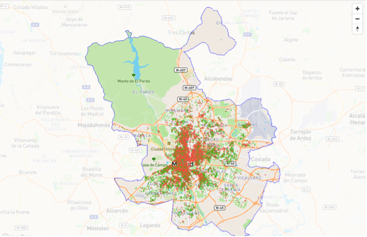 Carte Airbnb de Madrid