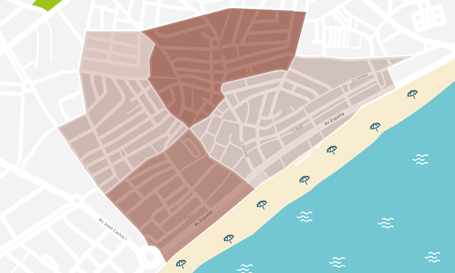 Zones de la vieille ville d'Estepona